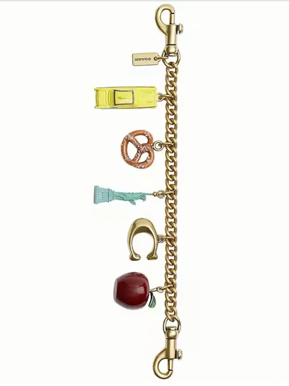 Coach Gold Charm Bracelet with Red, Yellow, Mint, and Rose-Gold Accents - Picture 1 of 6